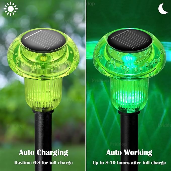 Halloween Solar Lights Outdoor 16 Pack Green LED Waterproof Mushroom Outside Lights for Yard Garden Patio Pathway Walkway Landscape Halloween Decorations
