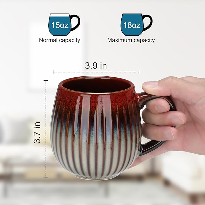 CosyCorner Ceramic Coffee Mugs Set, 17 oz Large Coffee Cups for Home and Office, Ceramic Cup for Coffee & Tea（A×4 pcs）