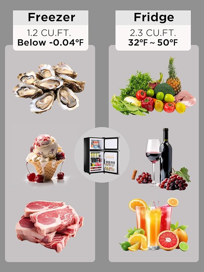 Compact Refrigerator with Freezer, 3.5 cu ft Countertop Mini Fridge with Adjustable Mechanical Thermostat, Retro Compact Fridge for Office, Bedroom, Dorm or Cabin, Silver