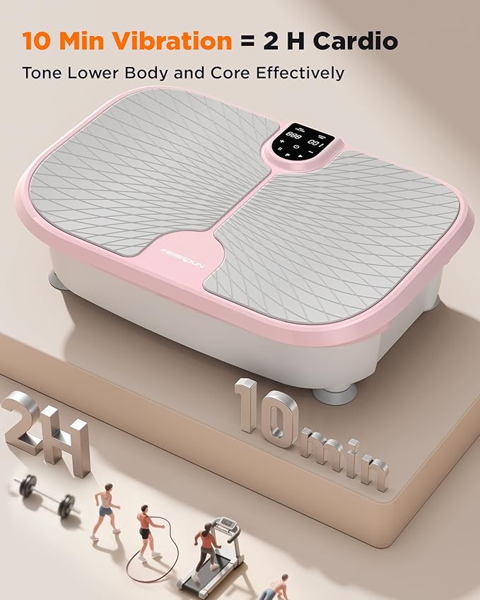 FEIERDUN Vibration Plate Exercise Machine, 400 LBS Capacity Vibration Plate for Lymphatic Drainage, Max Space for Whole-Body Workout & Relaxation at Home