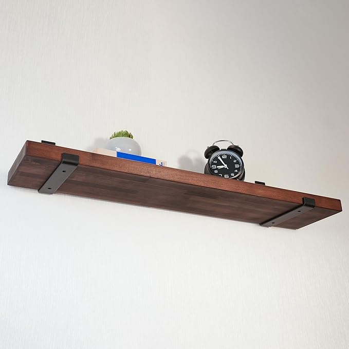 CONSDAN Floating Shelf for Wall Mounted Book Shelf Hanging Shelves Floating Bookshelf for Bedroom, Bathroom, Living Room, Kitchen USA Grown Solid Hardwood, Dark Maple 24x7.5x1.5 in