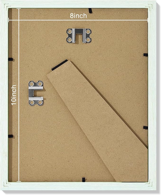 Vittanly 8x10 Picture Frames Set of 9, Shatter Resistant Plexiglass, Display 5x7 Pictures with Mat or 8x10 without Mat, Photo Frames for Wall or Tabletop, Engineered Wood, Vintage Green