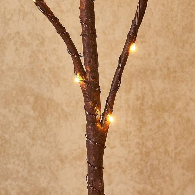 Birchlitland Lighted Brown Branches 32IN 100 LED with Timer Battery Operated, Artificial Tree Branch with Warm,Willow Branch Lights for Home Bedroom Fireplace Christmas Holiday Decoration