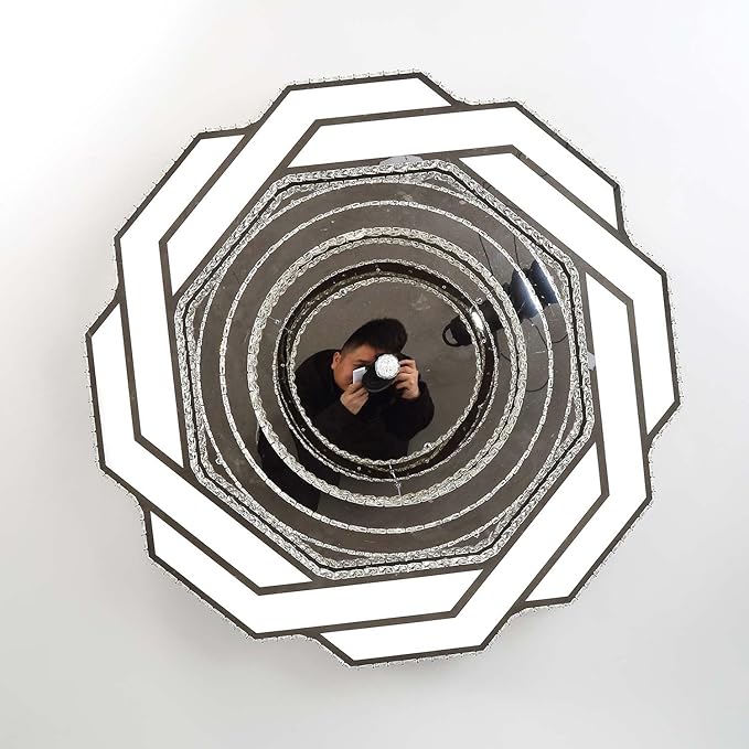 Flashing God Dia 40" Crystal Chandelier,LED Crystal Flush Mount Ceiling Light Modern Chandeliers for Bedrooms Dining Room,Living Room