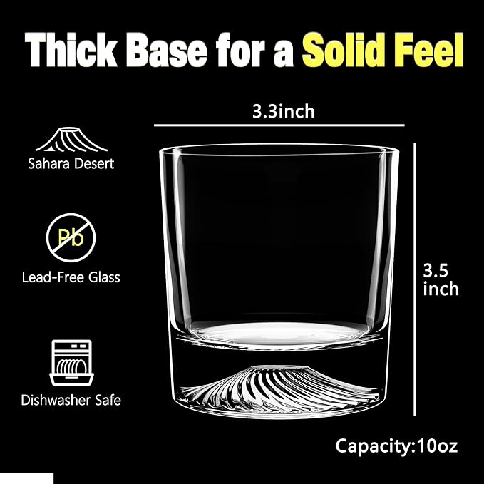 Crystal Whiskey Glasses Set of 2 – 10oz Old Fashioned Rocks Glass for Scotch, Bourbon, Rum & Cocktail – Premium Gift for Men, Dad, or Husband