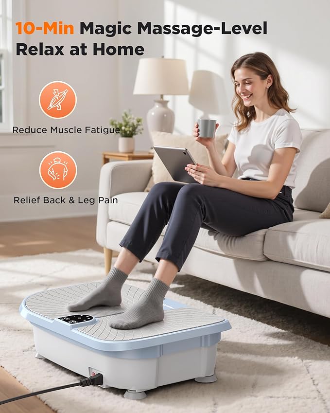 FEIERDUN Vibration Plate Exercise Machine, 400 LBS Capacity Vibration Plate for Lymphatic Drainage, Max Space for Whole-Body Workout & Relaxation at Home