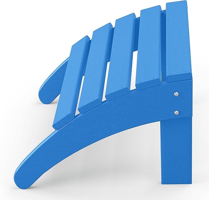 WestinTrends Outdoor Ottoman, Patio Adirondack Ottoman Foot Rest, All Weather Poly Lumber Folding Foot Stool for Adirondack Chair, Widely Used for Outside Porch Pool Lawn Backyard, Pacific Blue