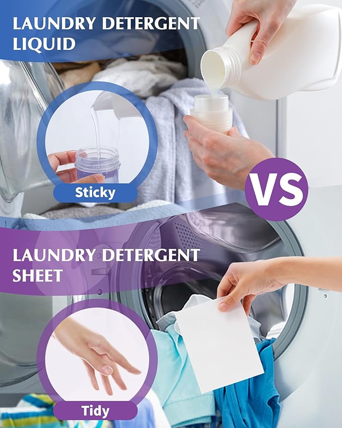 Laundry Detergent Sheets - 240 Loads Girls Lavender Laundry Sheets for Dorm,College,Home, Hotel,Apartment,Camping,Cruise,Road Trip,Beach Vacation,Backpack,Small Space, Family School Travel Essentials