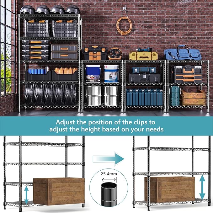 4080 lbs Steel Storage Shelving 6-Tier Utility Shelving Unit Steel Organizer Wire Rack for Home,Kitchen,Office,Garage, 17.7" D x 47.2" W x 72.3" H