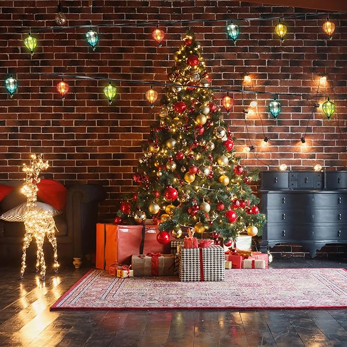 7 Pcs of 11FT Multicolor String Lights with 10 Bulbs, UL Listed Connectable Waterproof Decorative LED Lights Hanging for Backyard Patio, Indoor/Outdoor for Christmas Wedding Party Festival Lighting