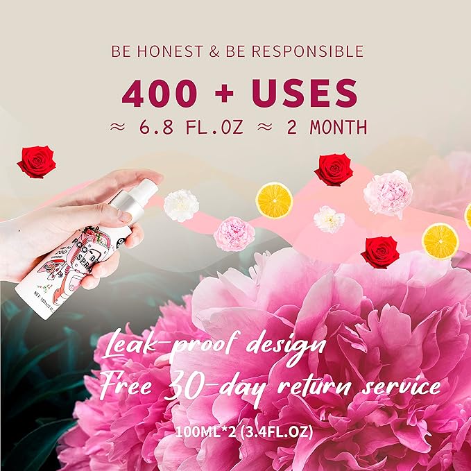 Clean-n-Fresh Toilet Spray, Wild Peony Scent, Bathroom Odor Eliminator & Air Freshener For Room, Trash Cans, Shoes, Fabrics, 3.4 Fl Oz(2 Pack)