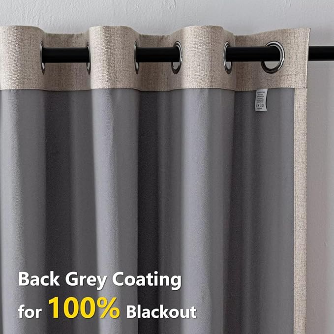 Blackout Curtains Customsize 1 Panel, 100% Blackout Textured Thermal Curtains, Grommet Privacy Light Blocking Drapes for Living Room Bedroom Luxury Decor(Customsize, Beige)