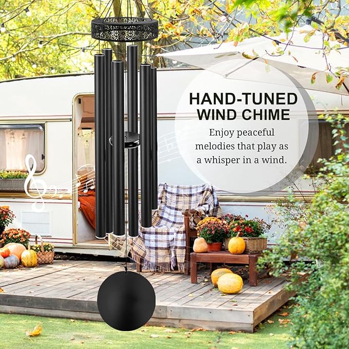 ASTARIN 48'' Wind Chimes for Outside Deep Tone - Large Windchimes with 6 Heavy Tubes, Outdoor Memorial Chimes Outdoor for Garden Hanging Décor,Sympathy Gifts，Black