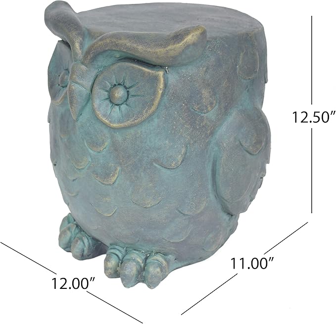 Christopher Knight Home Agnes Owl Garden Stool, Lightweight Concrete, Gold Patina Finish
