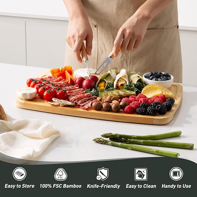 Bamboo Cutting Board Set Non Slip Feet with Holder Over Sink Wooden Cutting Boards Eating Grilling Biard Cutboard Biard Chtting Woodcutting Cuttingboards Voard Oard Bord 12x18 11 x 14 Baords Baord