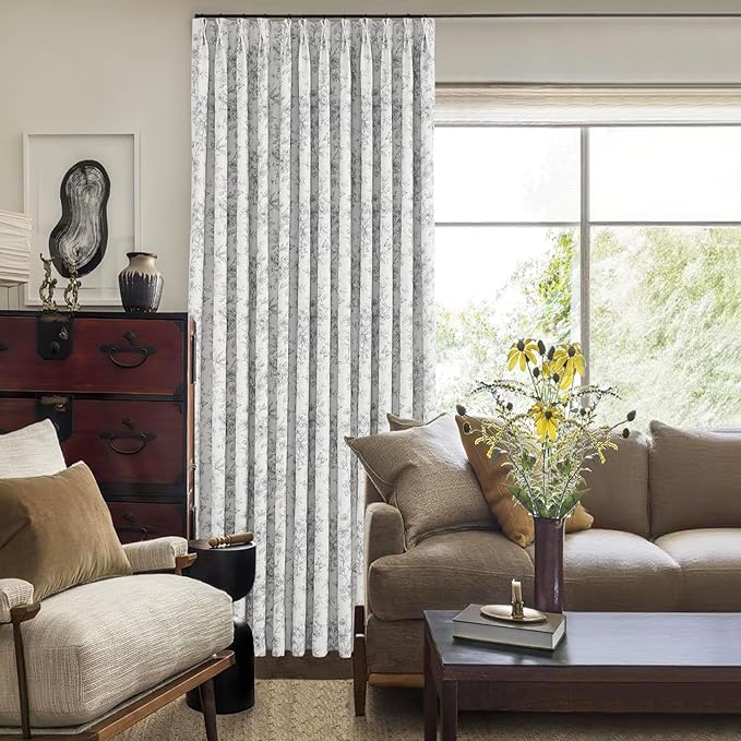 Pinch Pleated Vintage Floral Curtains - Room Darkening Drapes for Bedroom Living Room.2 Panels,84 Inches Wide 96 Inches Long