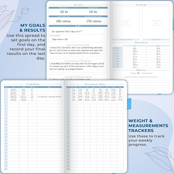 GoGirl Food Journal & Wellness Planner –– Diet & Fitness Diary – Nutrition Journal with Meal, Exercise & Weigh Loss Tracker, A5 (Periwinkle)