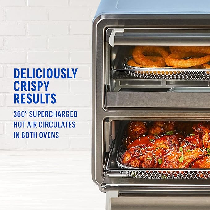 PowerXL SmartSynx Dual Door Oven, 8 Quick-Touch Cooking Presets including Air Fry, Toast, Bake, Broil, Reheat and More, Cook 2 Different Foods at the Same Time, Large Capacity & Adjustable Temperature