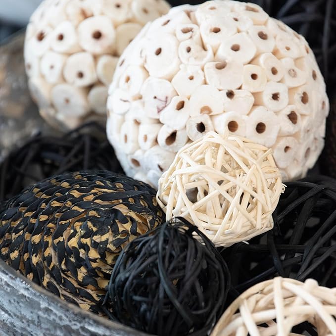 ANDALUCA Decorative Balls Bag Bowl Filler Home Decor (Black & White)