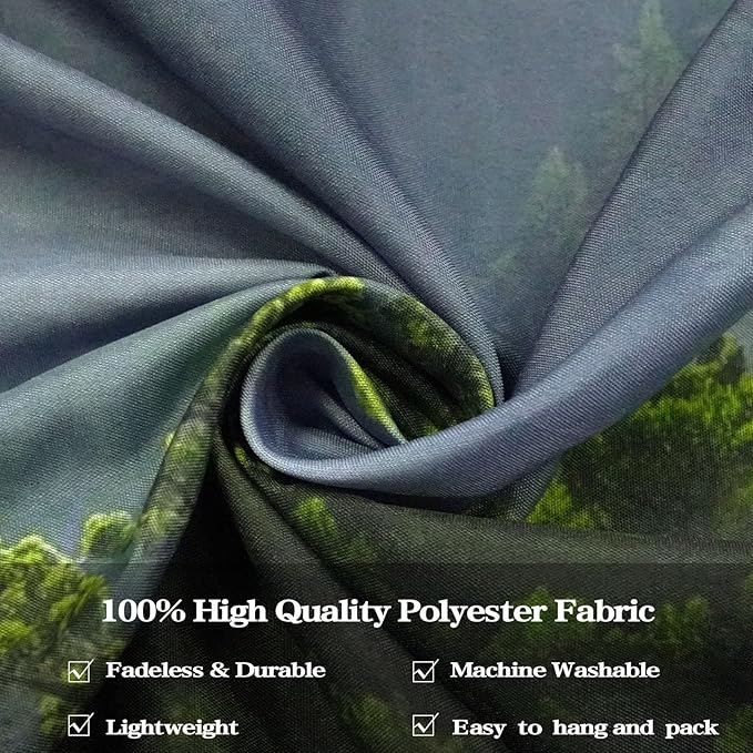 AMM Nature Forest Mountain Tapestry Green Misty Pine Tree Tapestry for Bedroom Aesthetic Foggy Woodlands Sky Landscape Tapestries Wall Hanging for Living Room Dorm 48 x 36 Inch