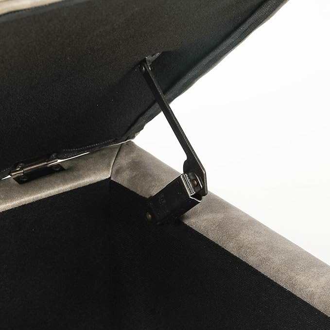 Adeco 17.5" Square Faux Leather Ottoman with Storage - Upholstered PU Foot Rest - Flip Top Footstool with Sturdy Wood Legs, Small Cube Coffee Table Extra Seat for Living Room, Bedroom, Coffee Brown