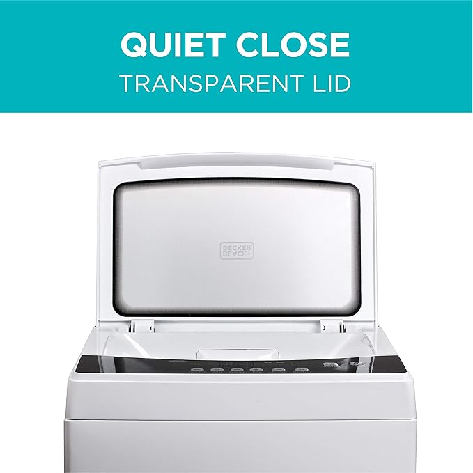 BLACK+DECKER Small Portable Washer, Washing Machine for Household Use, Portable Washer 2.0 Cu. Ft. with 6 Cycles, Transparent Lid & LED Display