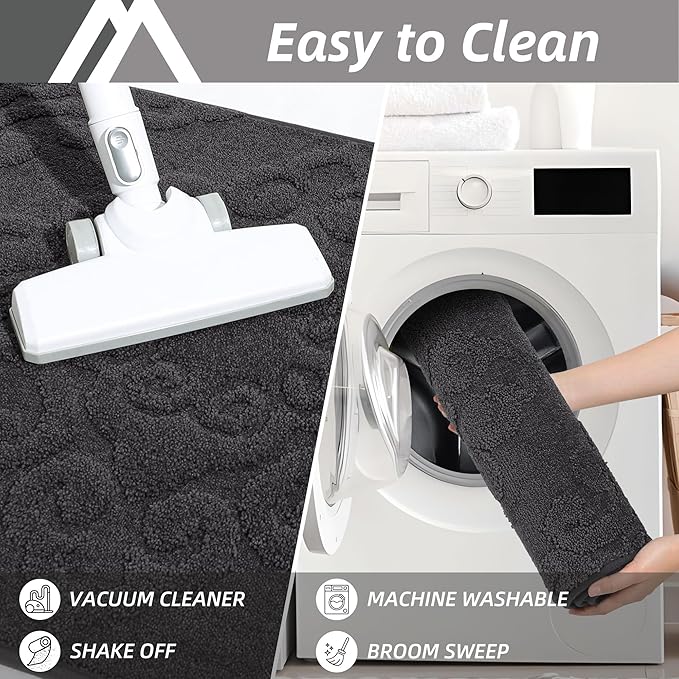 COSY HOMEER-Door-Mat-Non-Slip-Entryway-Rug 20”x32” Absorbent Welcome Mats Washable Dirt Trapper Door Mat Entrance Floor Mats for Front Back Doormats and Wet Shoes,Dark Grey