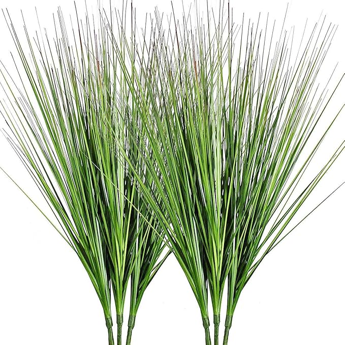 27" Artificial Plants Onion Grass Greenery Faux Fake Shrubs Plant Flowers Wheat Grass for House Home Indoor Outdoor Office Room Gardening Indoor Décor 6 Pack