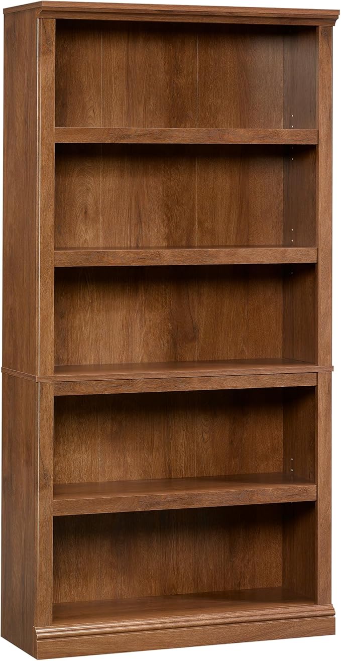 Sauder Miscellaneous Storage 5 Split Bookcase/Book Shelf, L: 35.28" x W: 13.23" x H: 69.76", Oiled Oak finish
