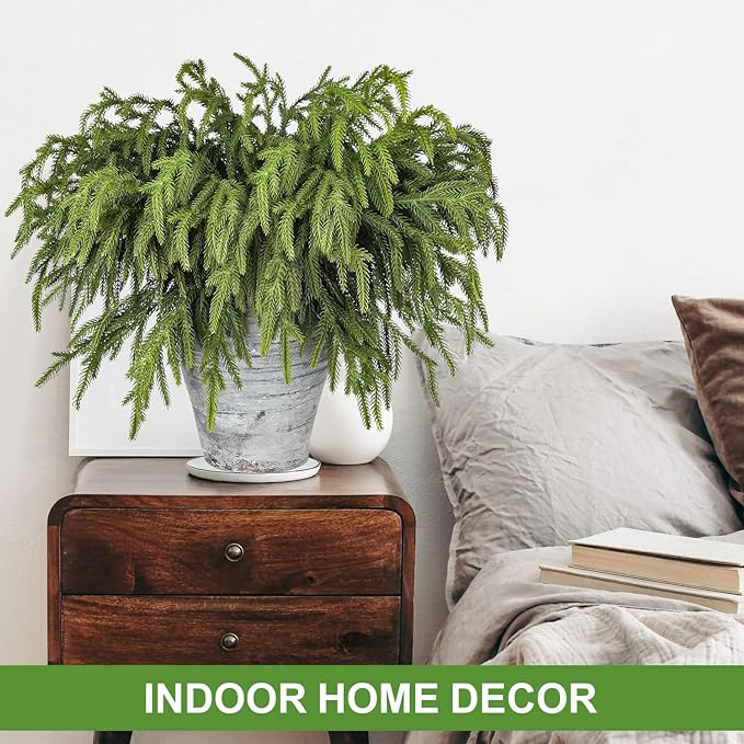 Artgar 12 Pcs Pine Branches - 18 Inch Artificial Green Pine Stem - Real Touch Christmas Greenery Pines Branches for DIY Flower Arrangement Home Indoor Christmas Decor