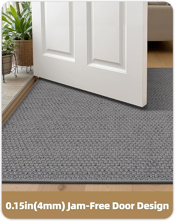 Color&Geometry Front Door Mat Indoor 27"x59", Rugs for Entryway, Non Slip Washable Low-Profile Inside, Entry Mat Entry Rug Door Mat Indoor Entrance, Light Grey (Rolled-up NO Creases)