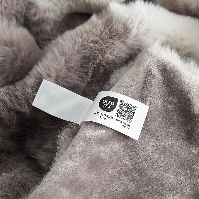 Cozy Bliss Faux Fur Throw Blanket for Couch, Fuzzy Soft Plush Thick Bubble Blanket for Sofa Bedroom Living Room, 108 * 90 Inches Tie Dye Taupe
