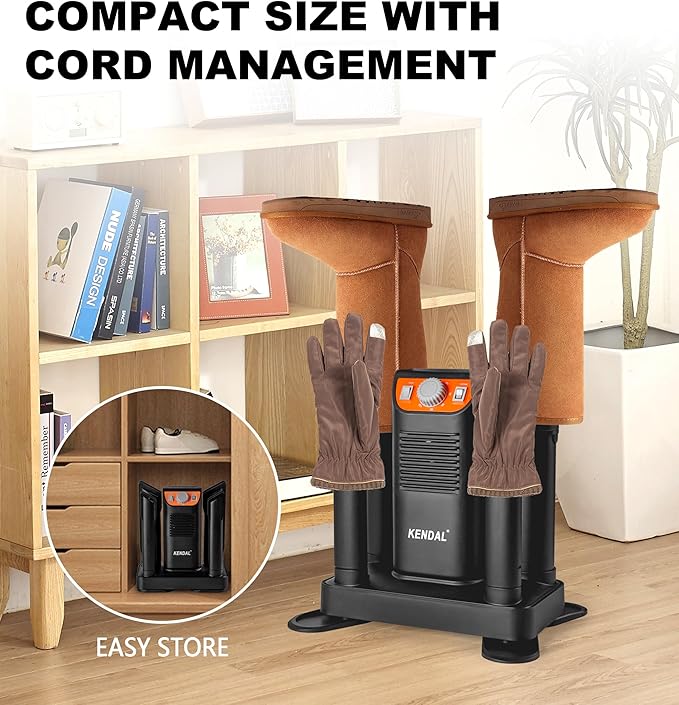 Boot Dryer for Work Boots, Shoe Dryer and Ozone Deodorizer, Portable Ski Boot Dryer with Adjustable Tubes & Timer, Ultra Silent, Quick Drying for Ski Boots, Sneakers, Gloves, Hats, Helmets