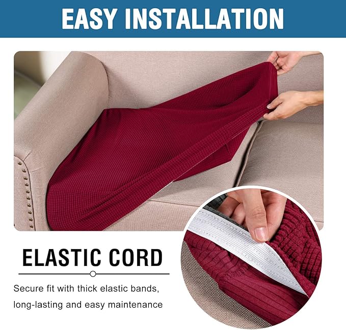 H.VERSAILTEX Super Stretch Stylish Cushions Covers/Furniture Cover Spandex Jacquard Small Checked Pattern Super Soft Slipcover Washable Individual