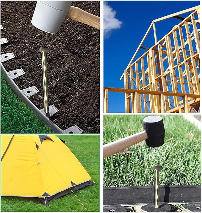 22 Pcs 8-Inch Landscape Stakes, Spiral Metal Galvanized Landscape Spikes, Garden Nails for Artificial Turf, Paver Edging, Weed Barrier, Carpentry and More