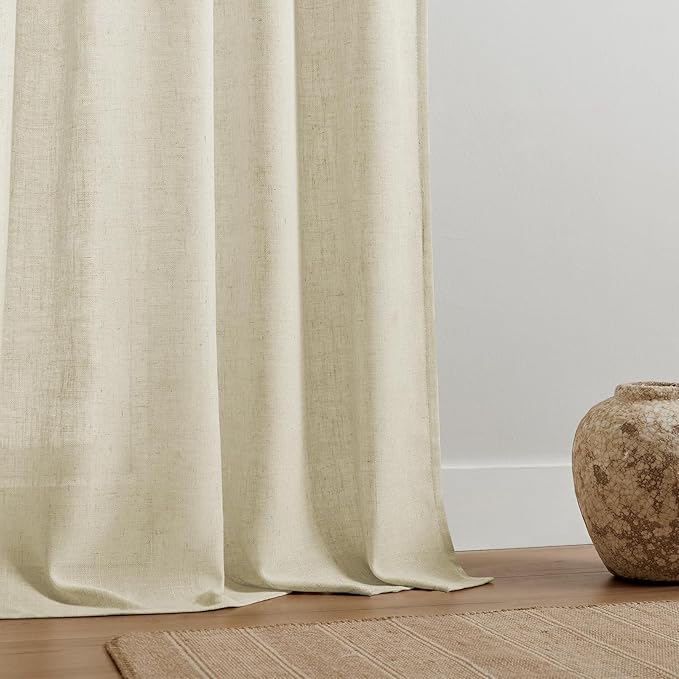 Joydeco Linen Curtains 90 Inch Length 2 Panel Sets,Light Filtering Curtains for Bedroom 70 Inch Wide Living Room Drapes with Back Tabs & Rod Pockets (W70 x L90 Inch, Linen)