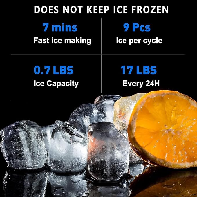 Countertop Bottleless Water Cooler Dispenser and Ice Maker with Water Line 17 lbs Daily Capacity Black(NO HOT Water/NO Filters)