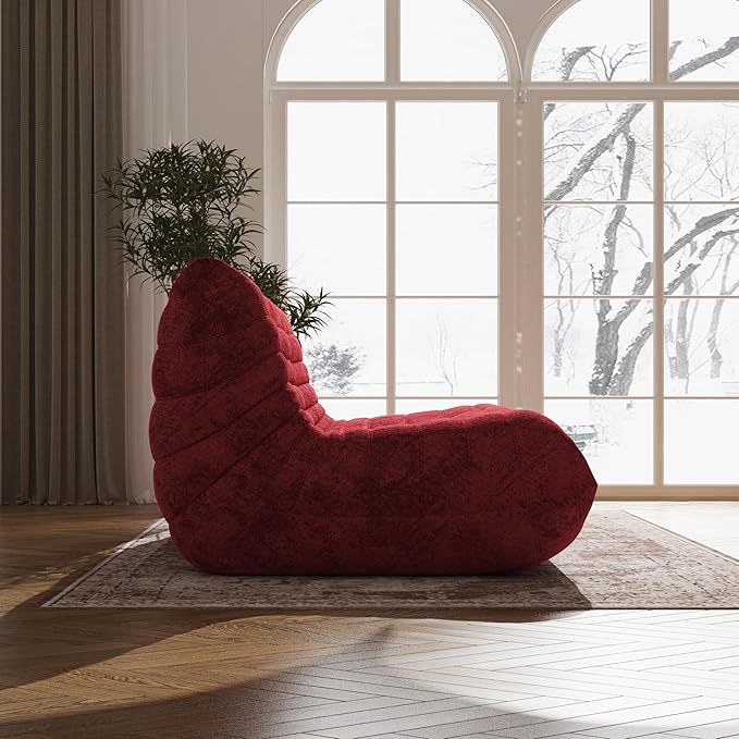 Bean Bag Chair, Loveseat Fireside Chair Bean Bag Sofa Large Bean Bag Chair for Adults, 2 Seater Bean Bag Chairs for Teens with High Density Comfortable Foam, Bean Bag for Living Room (Red)