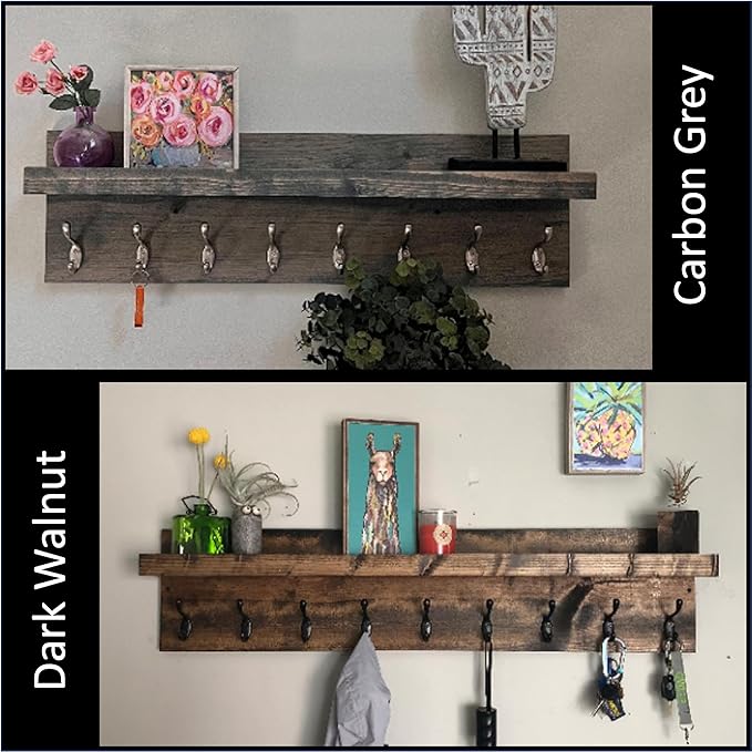 Coat Rack with Shelf (Choose your Length) Towel Rack Entryway Organizer Wall Mounted Hooks