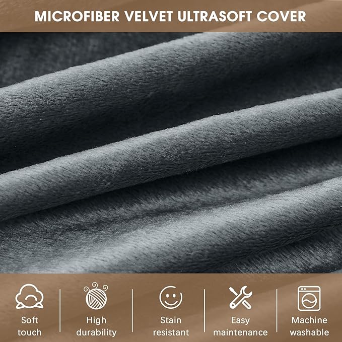 Bean Bag Chairs for Adults - Memory Foam Furniture BeanBag Chair - Kids/Teens Sofa with Soft Micro Fiber Cover - Round Fluffy Couch for Living Room Bedroom College Dorm - 5 ft, Grey