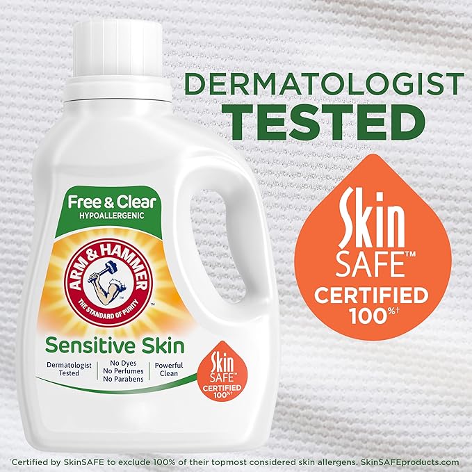 Arm & Hammer Sensitive Skin Free & Clear, 140 Loads Liquid Laundry Detergent, 140 Fl oz (Pack of 2)