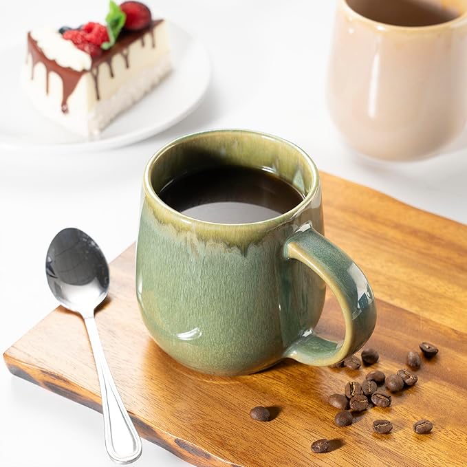 bestone Coffee Mugs Set of 4，15 oz Large Coffee Mugs, Ceramic Mugs with Handles,etc Coffee Mugs, Cups for Coffee Cereal Latte ，Microwave & Dishwasher safe，Vibrant Colors