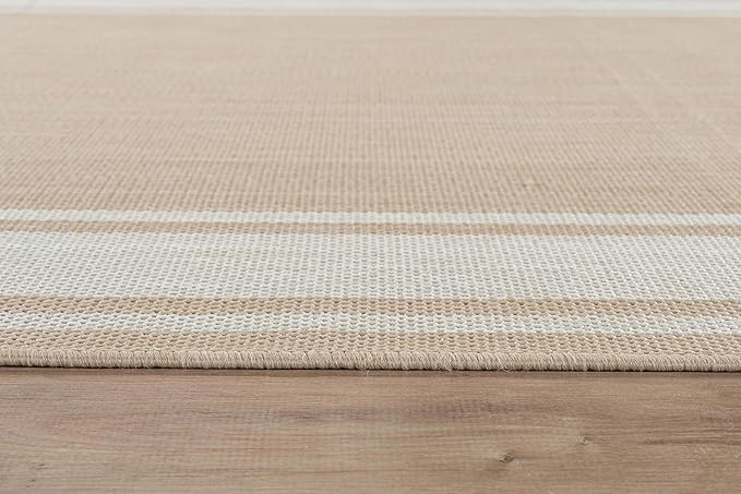 Beverly Rug Large Outdoor Rug 10x14 Modern Bordered Area Rugs for Indoor and Outdoor Patio Deck Porch Garden Waterproof Weather Sun Resistant Washable Outside Carpet (10 x 14 Beige)