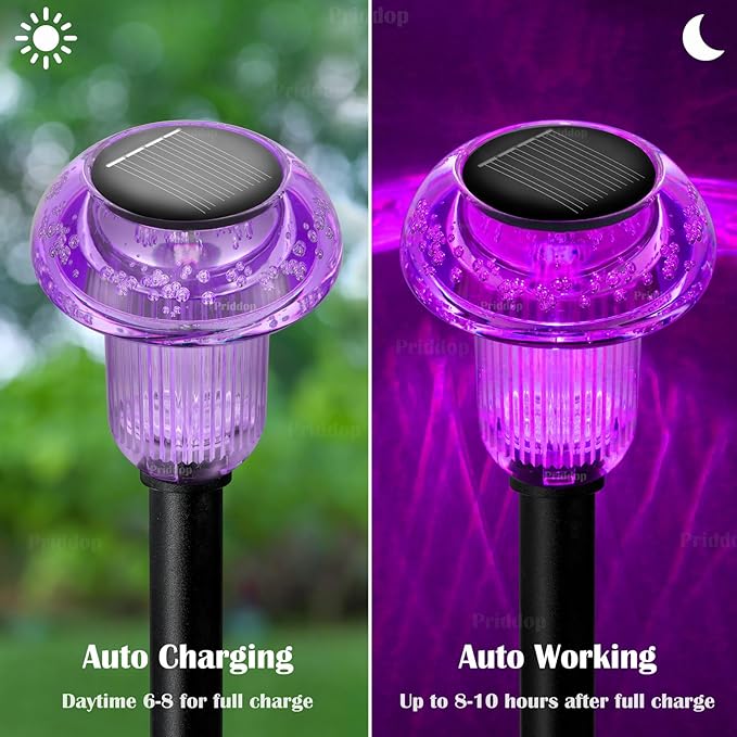 Halloween Solar Lights Outdoor 8 Pack Purple LED Waterproof Mushroom Outside Lights for Yard Garden Patio Pathway Walkway Landscape Halloween Decorations