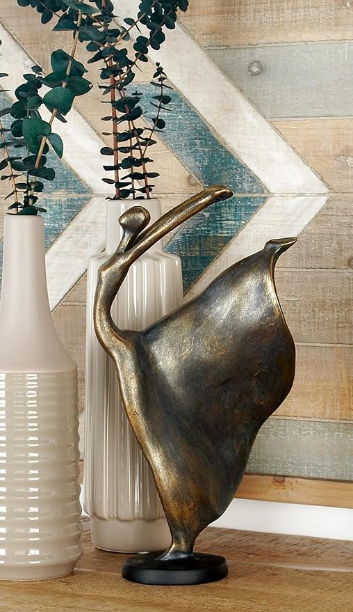 Deco 79 Polystone Dancer Decorative Sculpture Home Decor Statue, Accent Figurine 7" x 5" x 13", Brass