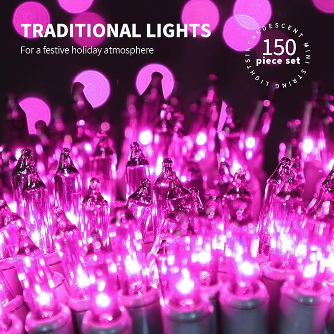 150LIGHTS Purple Extra-Bright with End Connectors Halloween Decorative Lights 9.72m UL Certified Mini String Light Set Waterproof for Halloween Home Garden Christmas Tree Party Patio Wedding