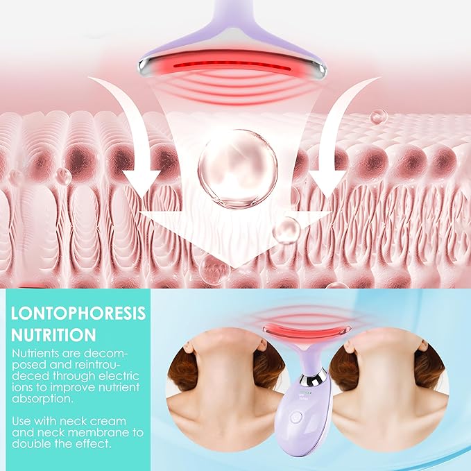 Facial Massager Red-Light-Therapy-for-Face and Neck, Face 𝖲 culpting Wand with 7 Color (Light Purple)