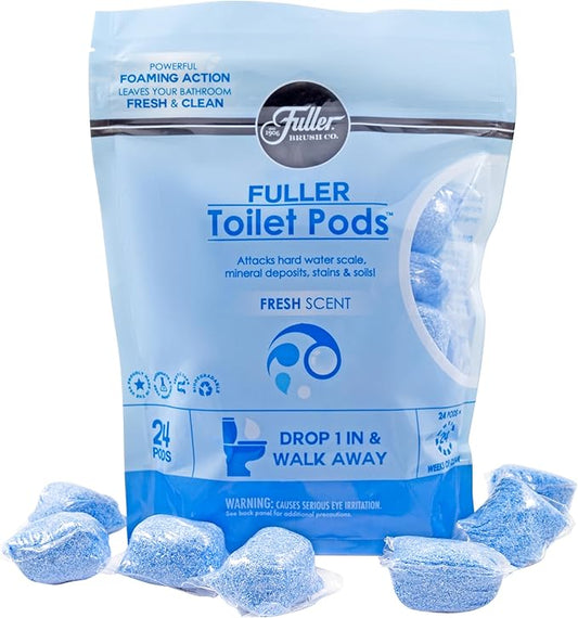 Fuller Brush Toilet Bowl Cleaner Pods - Water Soluble Tablet Cleansers - Cleans Descales & Refreshes Bathroom Toilets Removes Odors & Stains Light Fresh Scent Ideal for Homes and Businesses 6-Pack