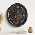 Maxstar Large Vintage Moving Gear Wall Clock, 20''Battery Operated Industrial Steampunk Metal Decor for Living Room, Office,Fireplace, Farmhouse(Arabic Number-Bronze)