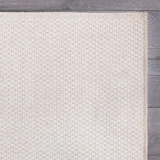 CAMILSON Easy Jute Rug 4x6, Indoor Outdoor Off-White Farmhouse Area Rugs for Living Room Patio and Kitchen Rug, Solid Woven Design, Easy-Cleaning, Washable Outside Carpet Alfombras (4 x 6)